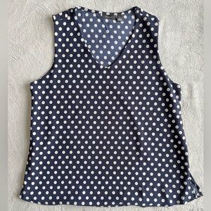 𝅺💜3/$15 Halogen Dark Blue White Polka Dots Sleeveless Top Size 1